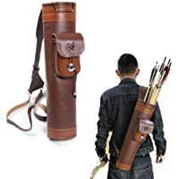 Toparchery Hombro Tradicional Espalda Atrás Arco de Cuero Porta Flechas con Bolsa Grande Correas Hechas a Mano Cinturón…